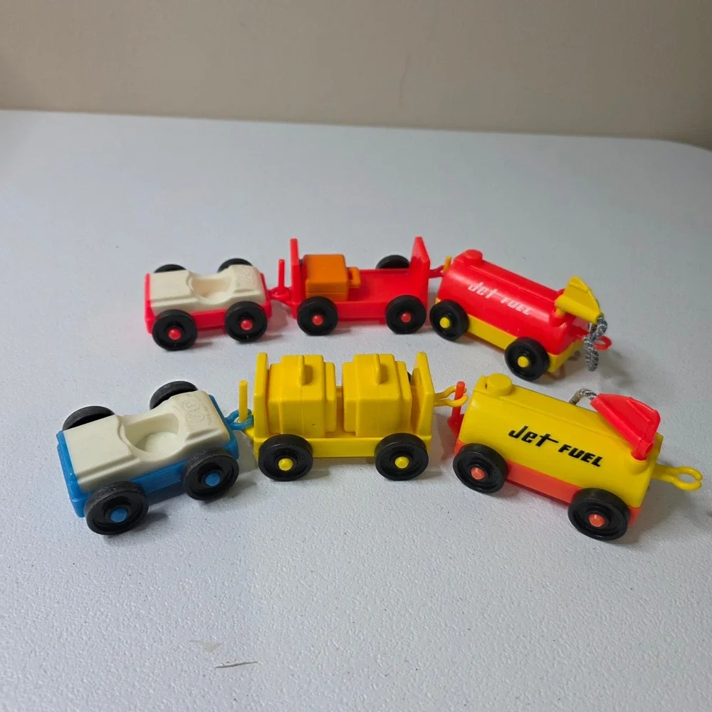 Vintage Fisher Price Jet Fuel Airport Ground Crew Vehicles Luggage 2 Sets